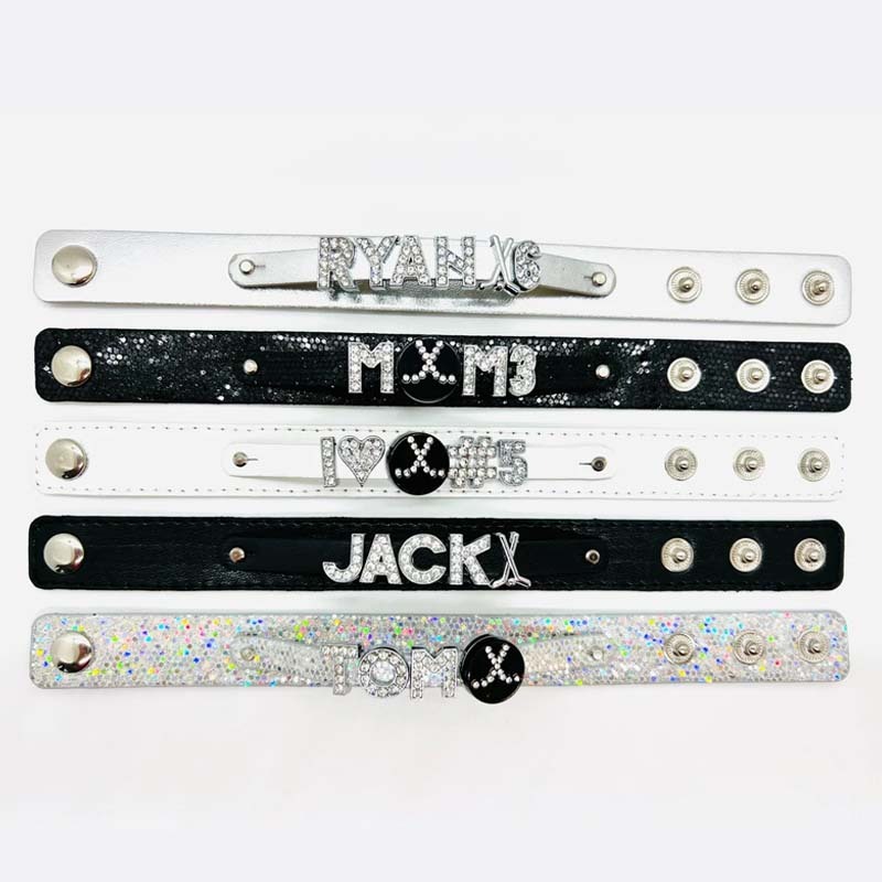 Personalized Hockey Leather Charm Bracelet Gift For Hockey Lover