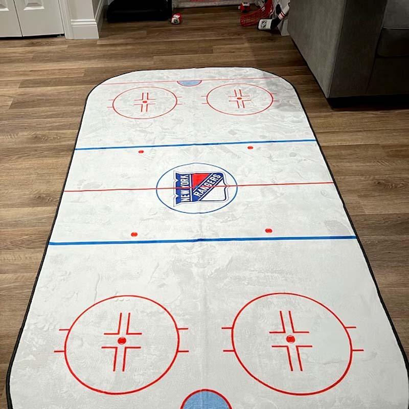 Ice Hockey Rink Printed Area Rug with Custom Team Logo Gift For Ice Hockey Lovers