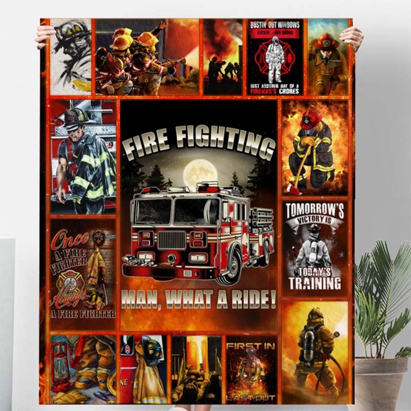 Personalization Firefighter Fleece Blanket Gift For Her