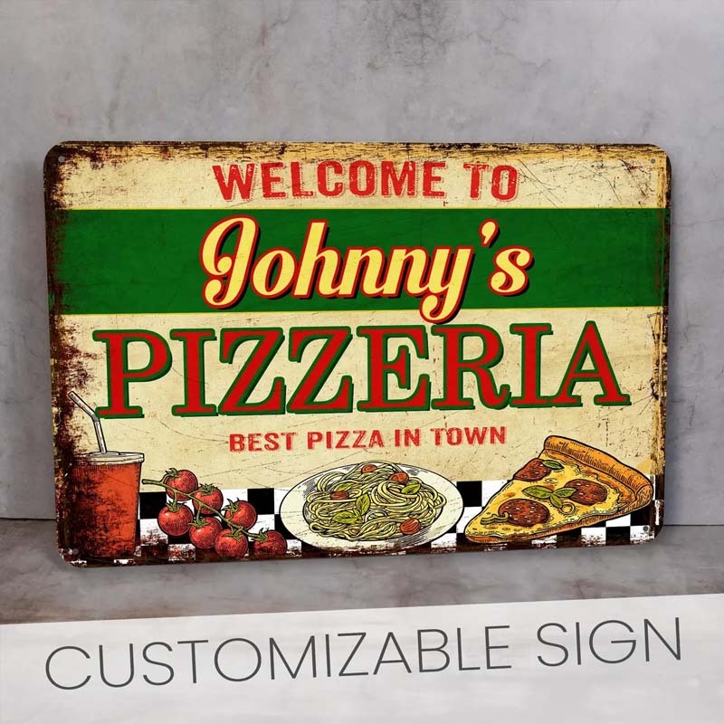 Personalized Pizzeria Sign Pizza Kitchen Decor Chef Gift
