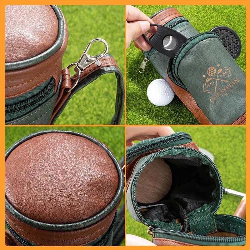 Personalized Leather Engraved Monogram Golf Bag Gift for Golf Lover