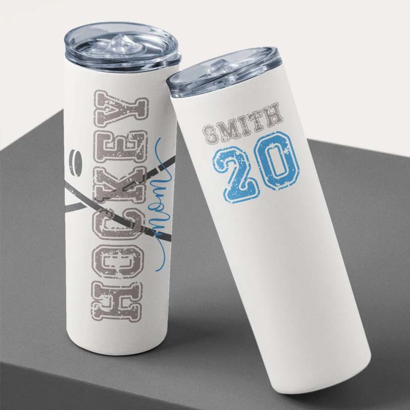 Personalized Hockey Mom Tumbler With Player Name and Number