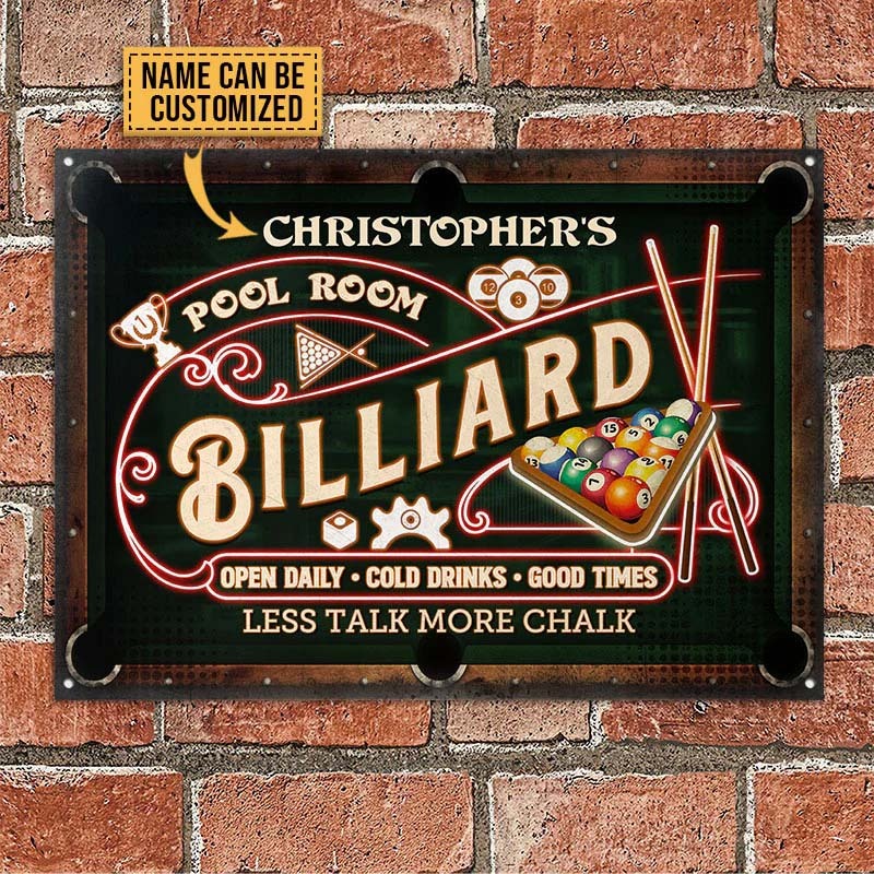 Personalized Billiards Pool Room Cold Drinks Good Times Custom Classic Metal Signs