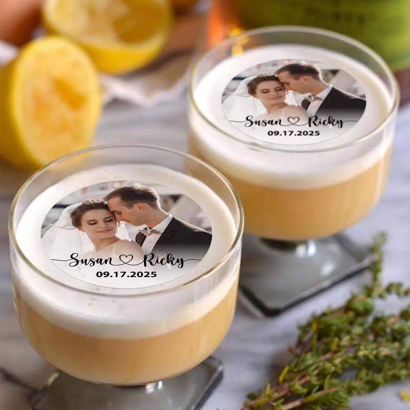 EDIBLE Photo Wedding Cocktail Toppers Custom Wedding Reception Drink Toppers