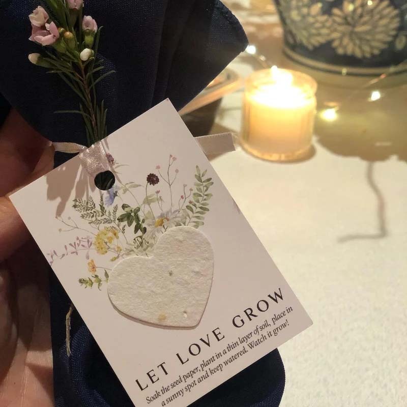 Custom Let Love Grow Wedding Plantable Seed Paper Favor Cards