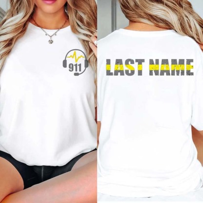 Personalized 911 Dispatcher Shirt - Thin Gold Line Shirt - 911 Dispatcher Gift