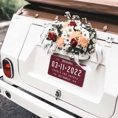 Custom Wedding Car License Plate - Wedding Date Sign- Romantic Plate