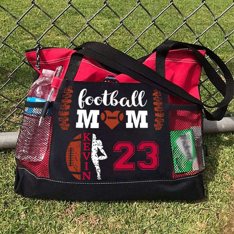 Custom Football Mom High-capacity Tote Bag with Name & Number