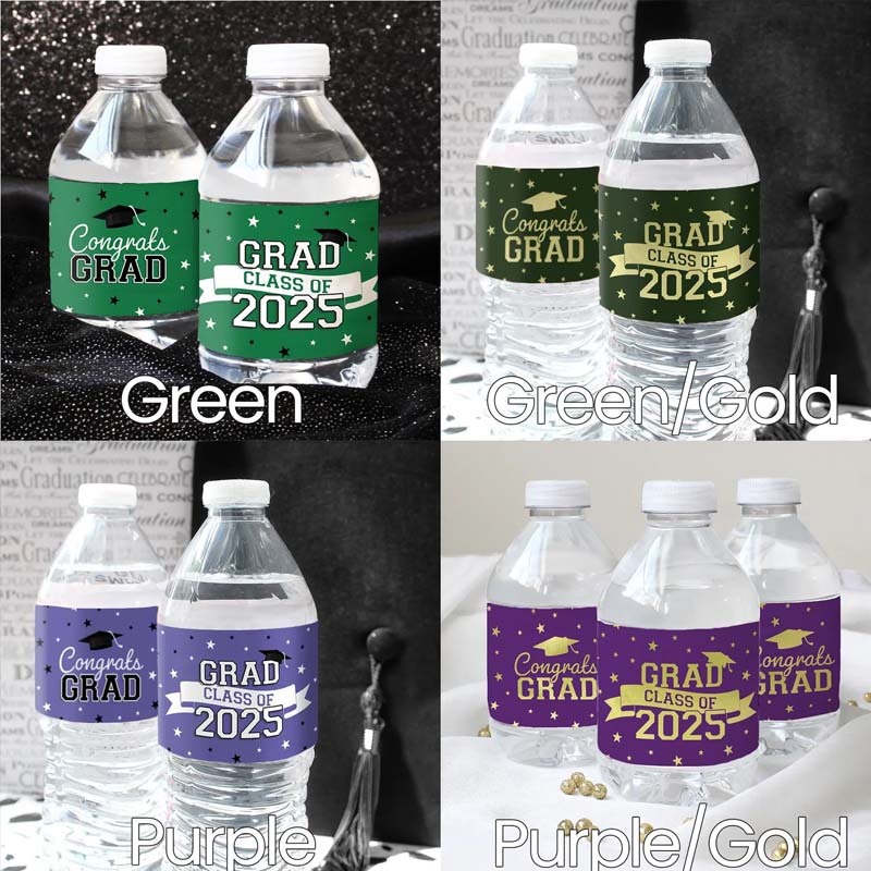 2025 Graduation Water Bottle Labels | Class of 2025 Graduation Party Favors | Grad Party Decorations