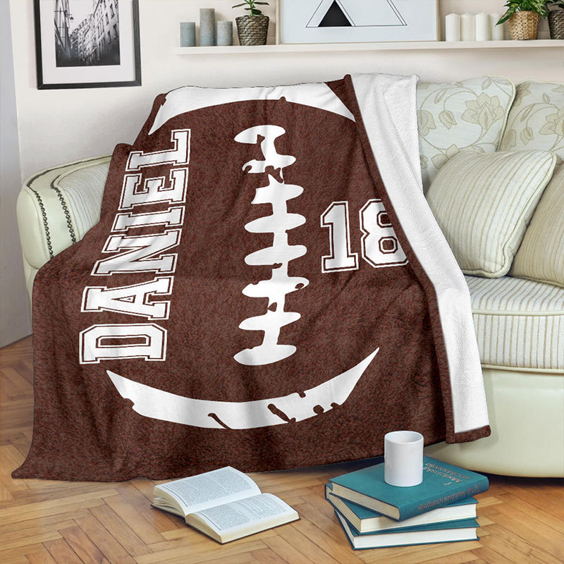 Customized Football Blanket with Your Name and Number