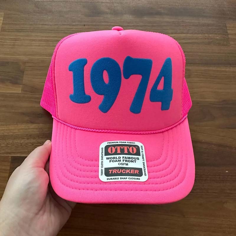 Custom Puff Birth Year Trucker Hats, Birthday Year Trucker Caps,Custom Player Number Trucker Hat