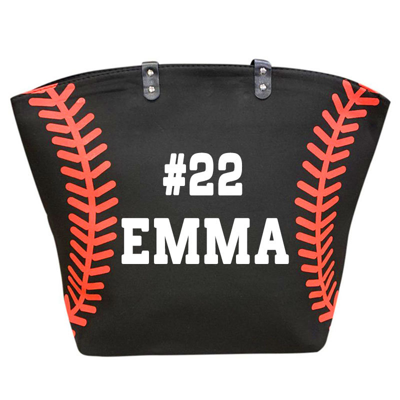 Personalized Oversize Canvas Baseball Tote Bag