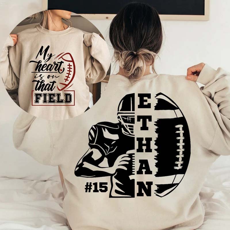 Custom Name And Number Football Sweatshirt Personalized Football Fan Sweatshirt