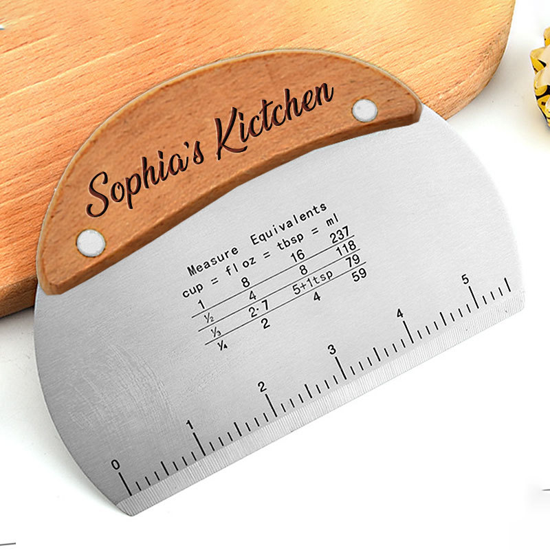 Personalized Pastry Bench Scraper, Laser Engraved Dough Cutter