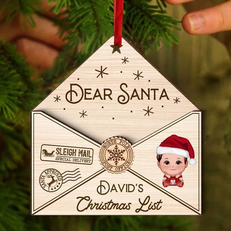 Letter To Santa Personalized Wooden Ornament, Christmas Gift For Little Ones