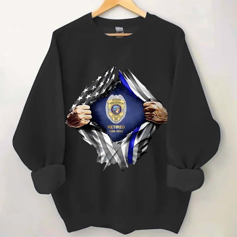 Personalized Retired US Police Badge & Service Time T-shirt