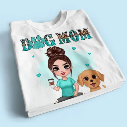 Teal And Leopard Dog Mom Personalized Shirt, Mother's Day Gift For Dog Lovers