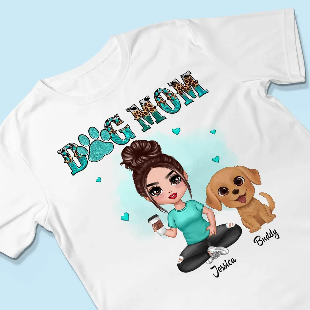 Teal And Leopard Dog Mom Personalized Shirt, Mother's Day Gift For Dog Lovers