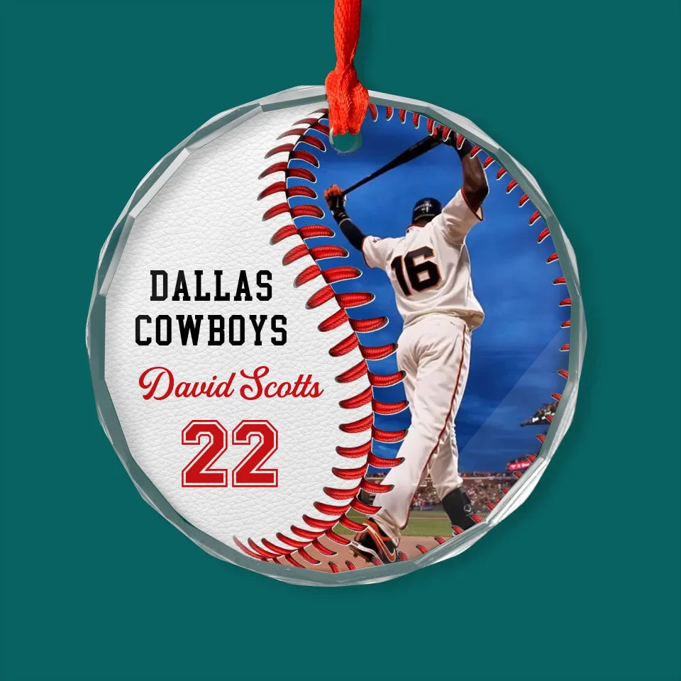 Baseball Softball Player - Personalized Glass Ornament, Sports Fans Gift