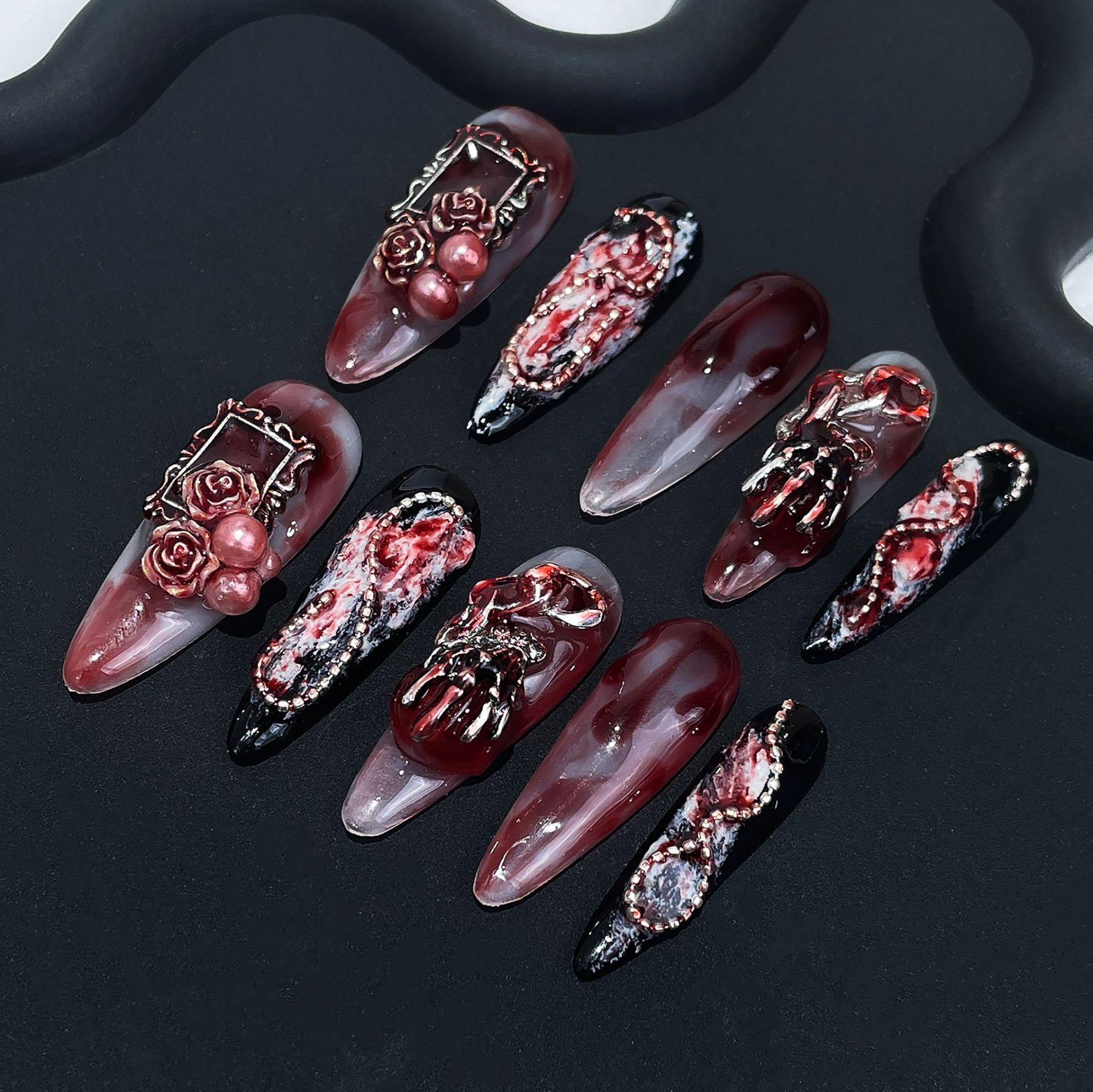 Handmade Halloween Press-On Nail Tips-CU164