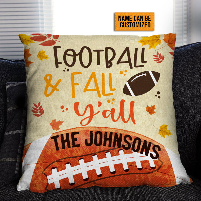 American Football Football & Fall Y'all Custom Pillow, Autumn, Fall, Football Season, Home Decor