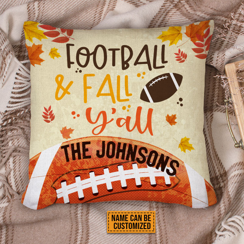 American Football Football & Fall Y'all Custom Pillow, Autumn, Fall, Football Season, Home Decor