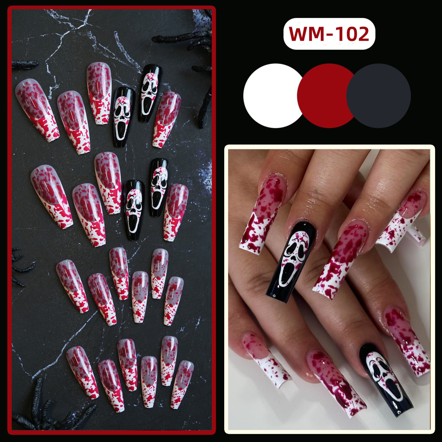Halloween Press-On Nail Tips - Set of 24 - WM-102