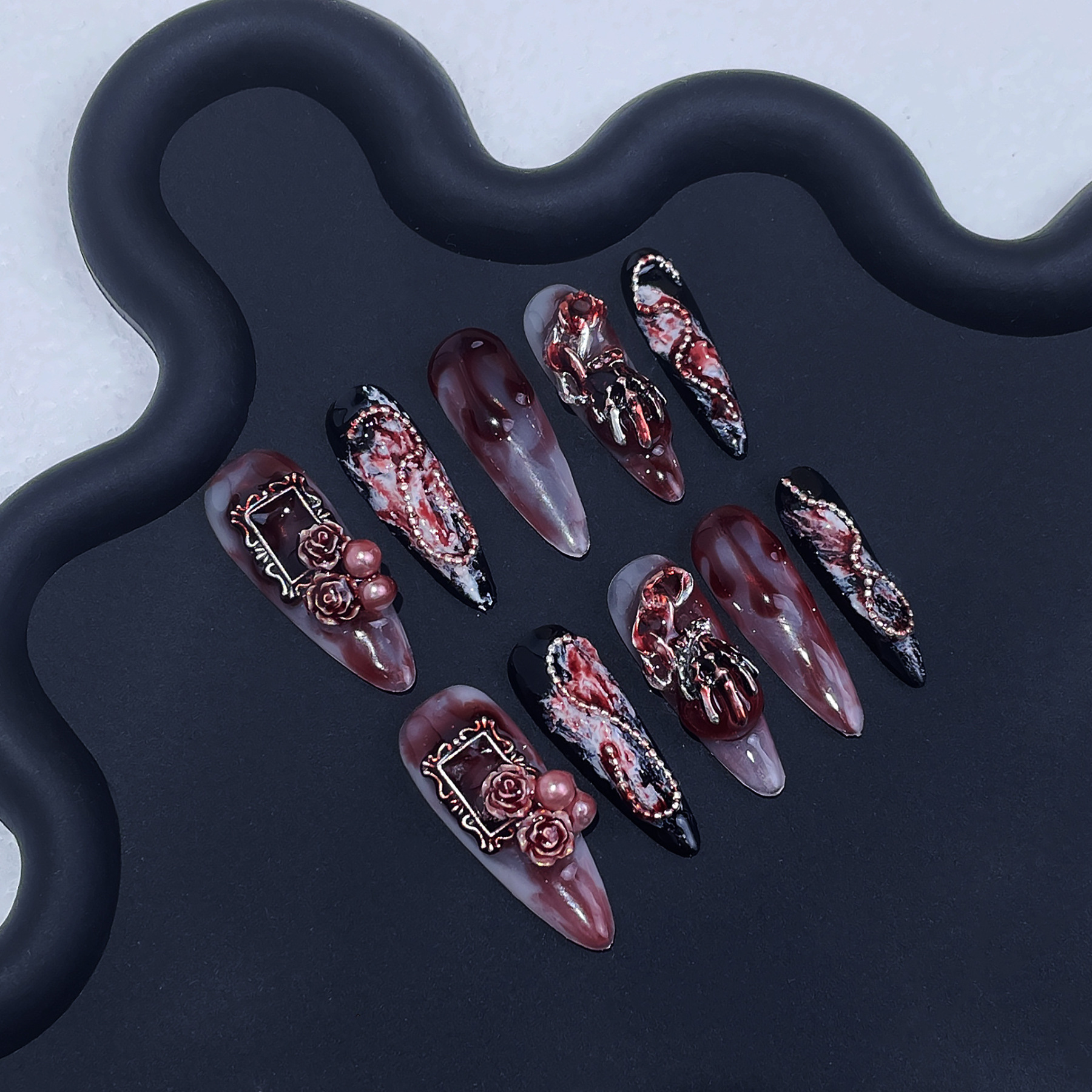 Handmade Halloween Press-On Nail Tips-CU164