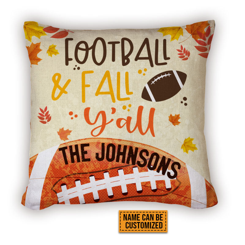 American Football Football & Fall Y'all Custom Pillow, Autumn, Fall, Football Season, Home Decor