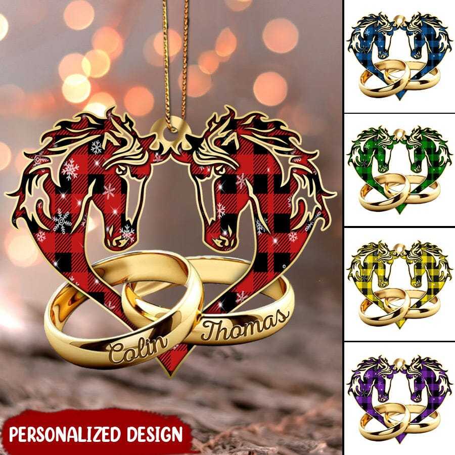 Personalized Horse Couple Wedding Rings Acrylic Ornament