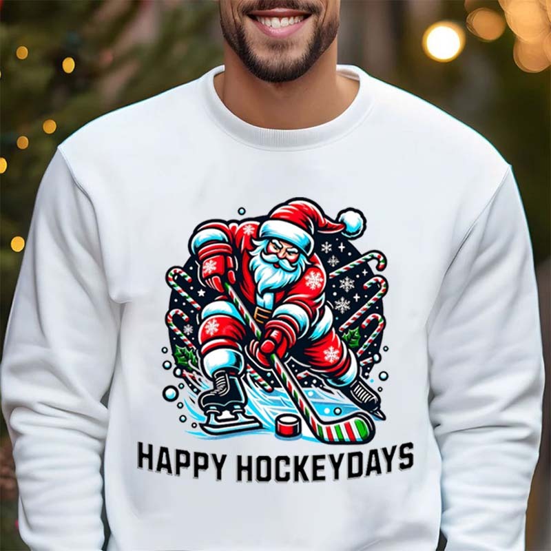 Hockey Christmas Happy Hockey days Xmas Holidays Funny Santa