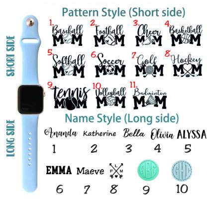 BALL MOM Engraved sport silicone Personalized Watch Band for Apple and Samsung