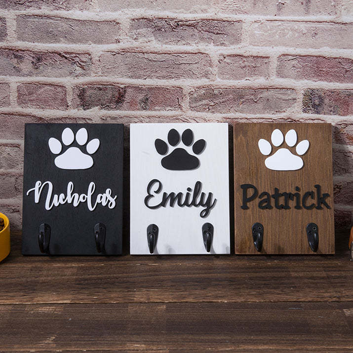 3D wood 8x6 Personalized Pet Dog Leash Sign