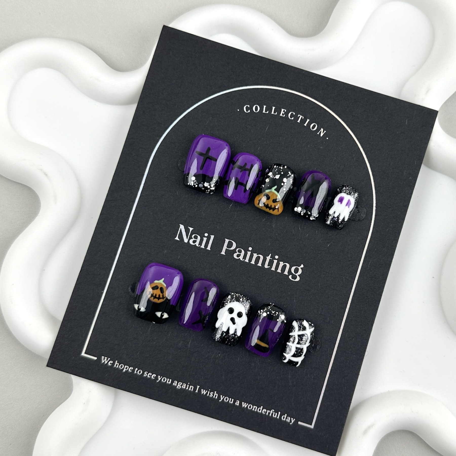 Handmade Halloween Press-On Nail Tips-yw025