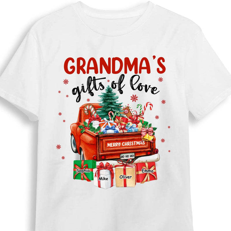 Personalized Grandma's Gift of Love Red Truck T-Shirt