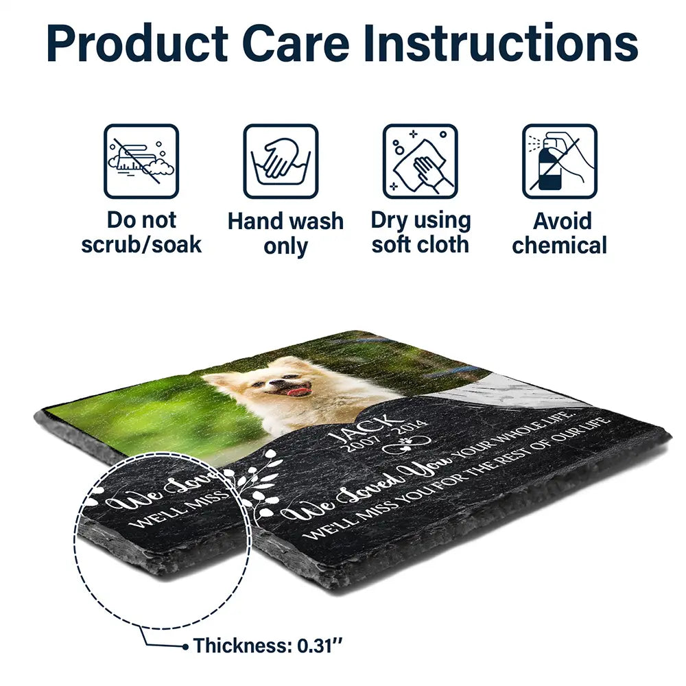 Custom Photo We Loved You With All Our Heart - Personalized Rectangle Memorial Garden Stone