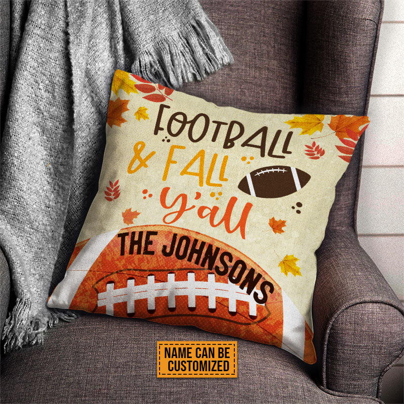 American Football Football & Fall Y'all Custom Pillow, Autumn, Fall, Football Season, Home Decor