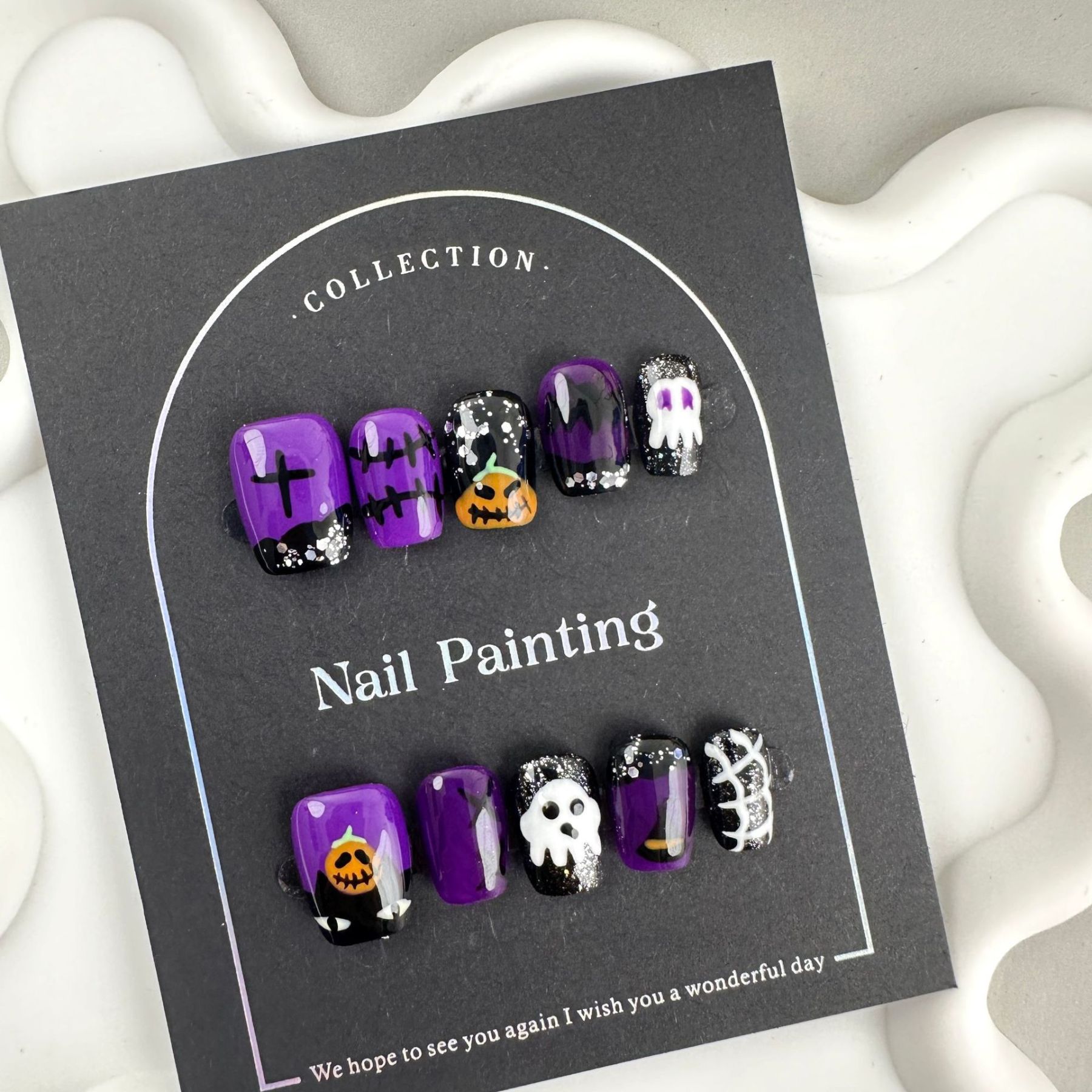 Handmade Halloween Press-On Nail Tips-yw025