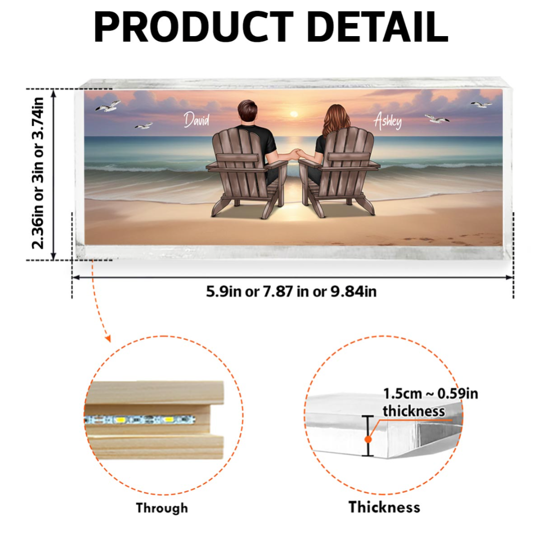 Eternal Sunset Beach Couple Personalized Acrylic LED Night Light Heartfelt Anniversary Gift