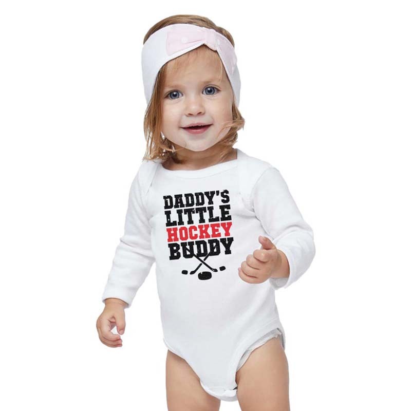 Custom Hockey Baby Bodysuit - "Daddy's Little Hockey Buddy" Personalized Baby Outfit