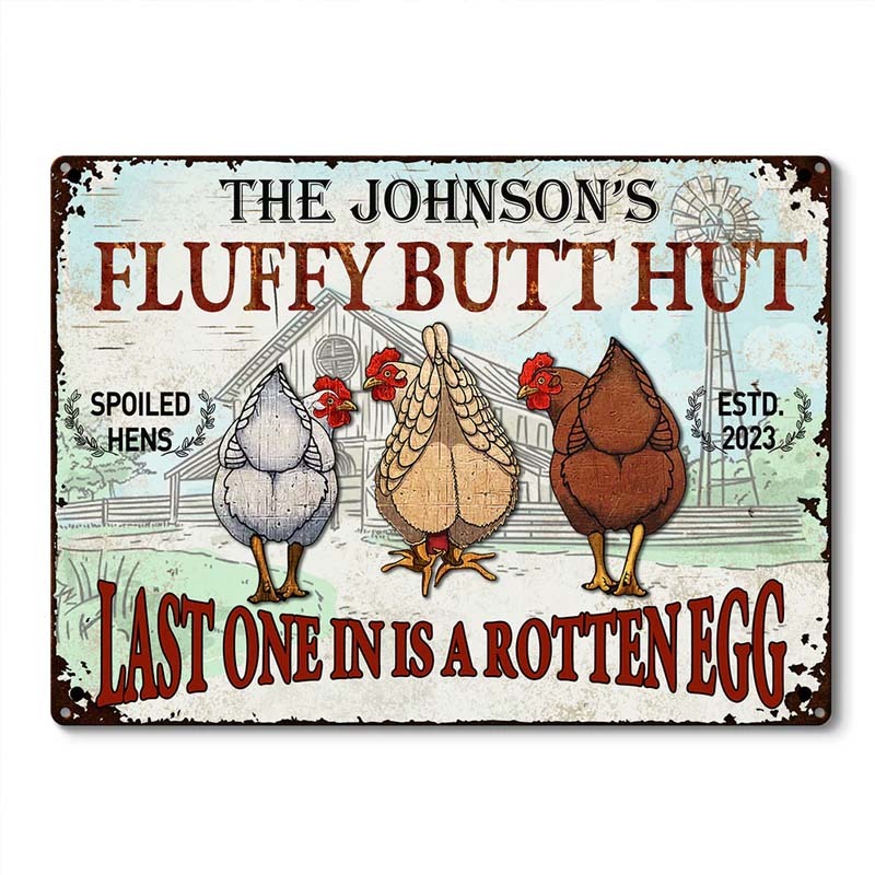 Personalized Chicken Fluffy Butt Hut Nuggets Customized Classic Metal Signs
