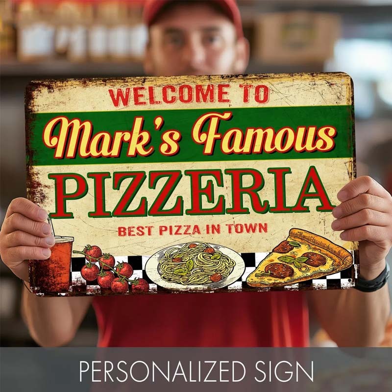 Personalized Pizzeria Sign Pizza Kitchen Decor Chef Gift