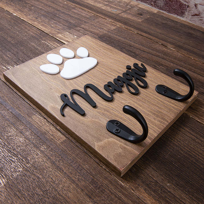 3D wood 8x6 Personalized Pet Dog Leash Sign