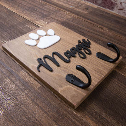 3D wood 8x6 Personalized Pet Dog Leash Sign