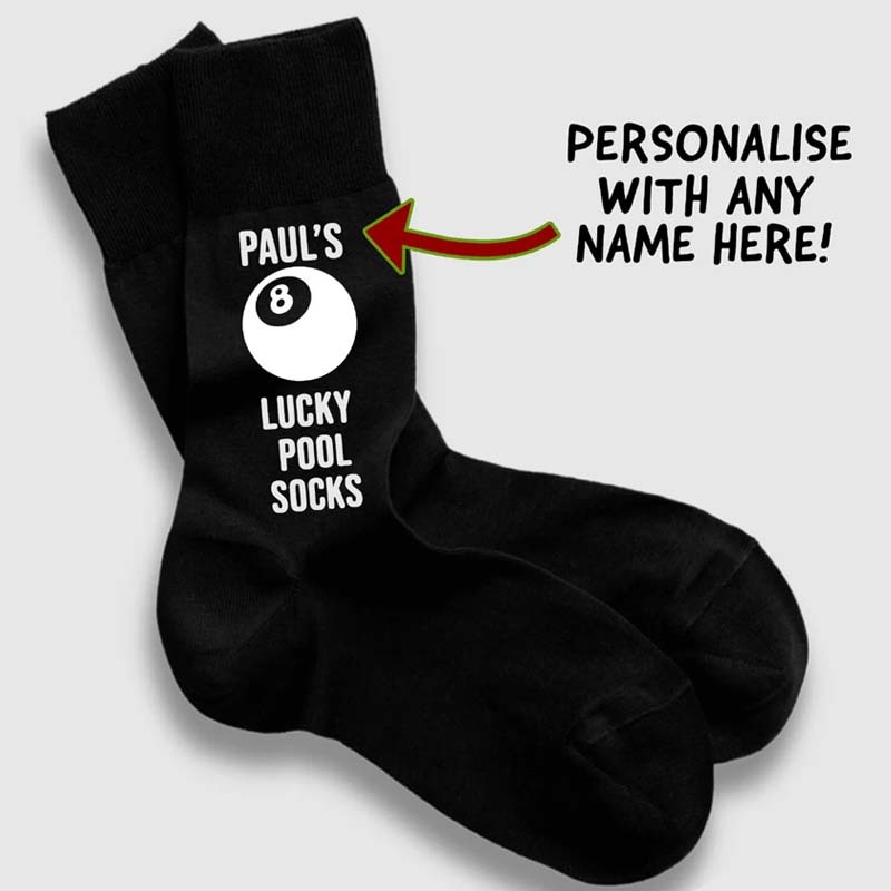 Personalised Lucky Pool 8 Ball Socks Gift For Billiards Pool Lover