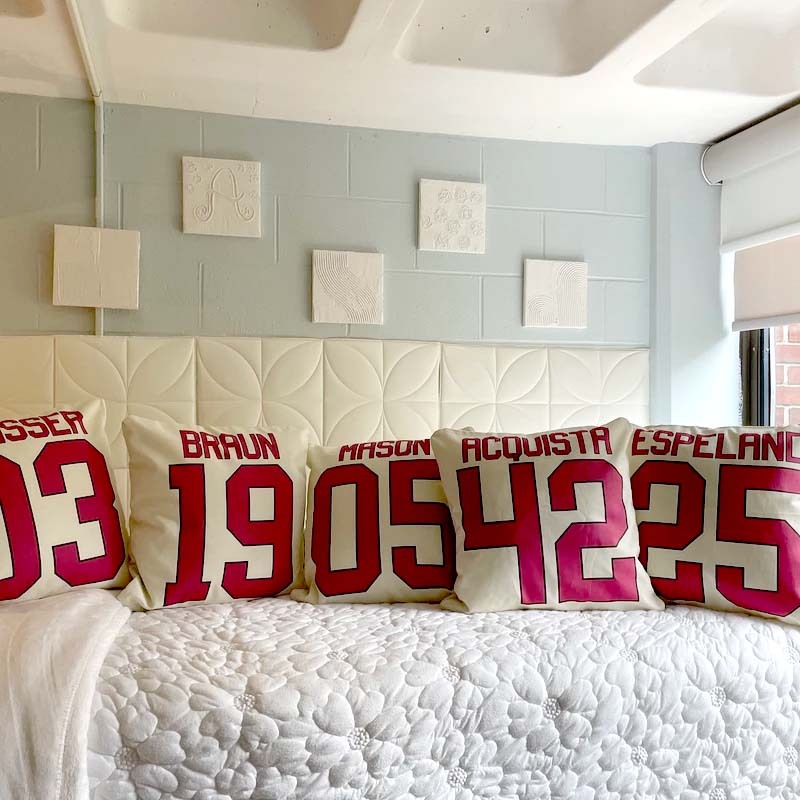 Personalized Sports Throw Pillow Cover Decor w/Number & Name - Baseball Basketball Football Soccer Pillows Case