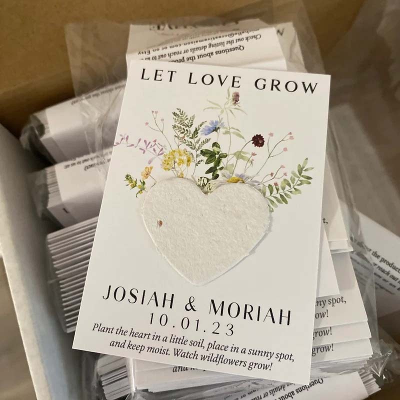 Custom Let Love Grow Wedding Plantable Seed Paper Favor Cards
