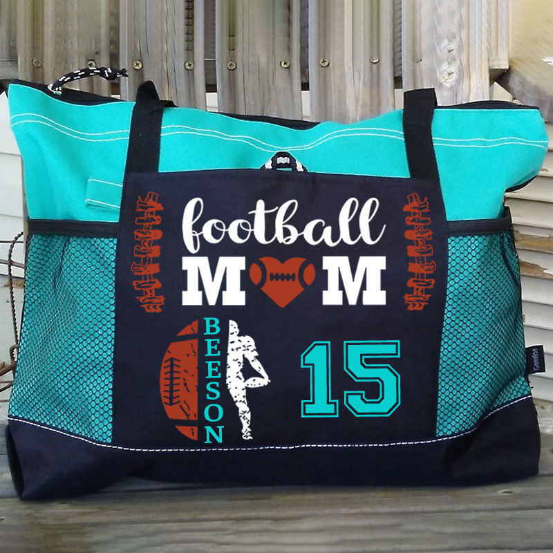 Custom Football Mom High-capacity Tote Bag with Name & Number