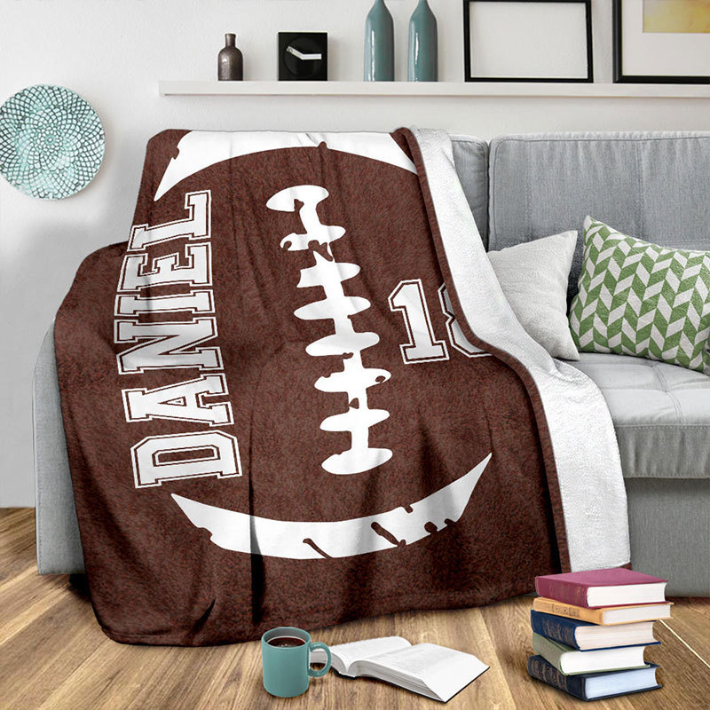Customized Football Blanket with Your Name and Number