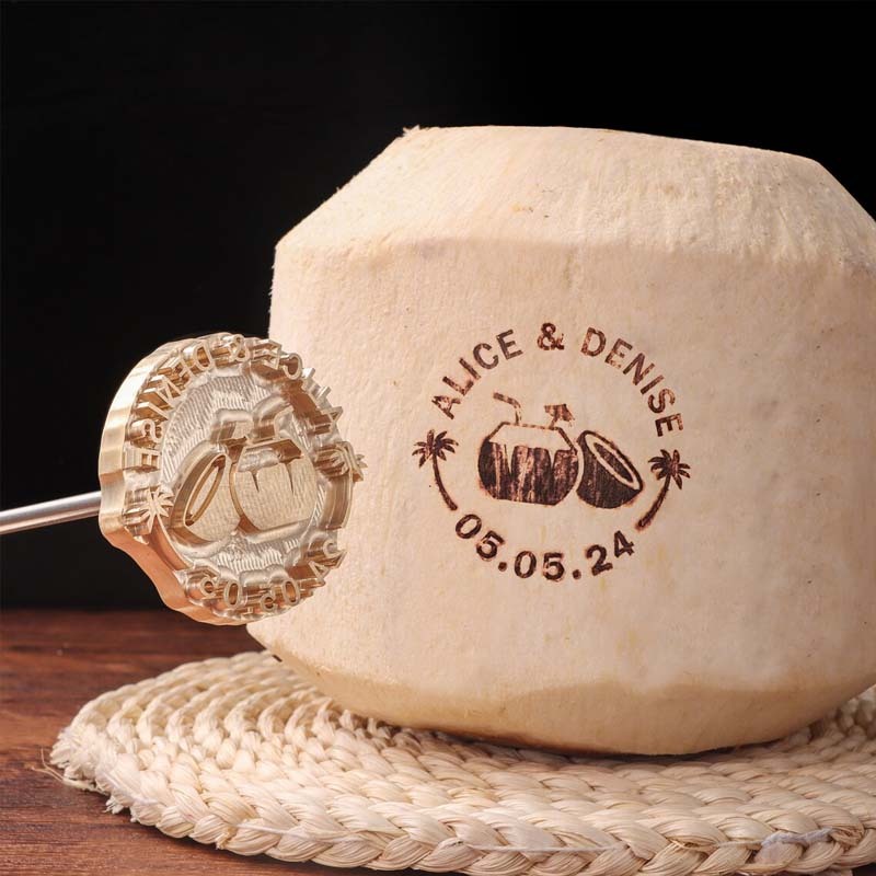 Custom Wedding Logo Coconuts Branding Iron Custom Coconut Brand Iron